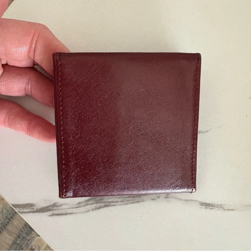 CARTIER Burgundy Leather Coin Wallet with Gold Accents